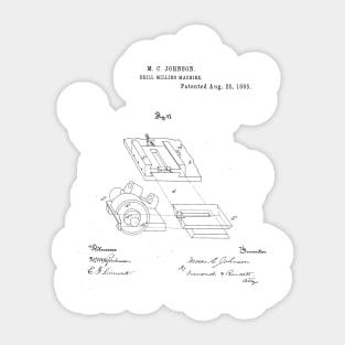 Drill Milling Machine Vintage Patent Hand Drawing Sticker